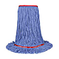 Ocedar Commercial MaxiClean Cotton Blend Narrow Band Mop Heads, Large, Blue, Case Of 12 Heads