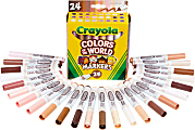Crayola® Colors Of The World Wet-Erase Markers, Broad Point, White Barrel, Assorted Ink, Pack Of 24 Markers