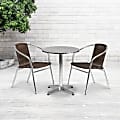 Flash Furniture Round Aluminum Table With 2 Rattan Chairs, 27-1/2" x 23-1/2", Dark Brown 1 thumbnail image