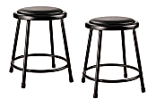 National Public Seating 6400 Series Vinyl-Padded Science Stools, 18"H, Black, Pack Of 2 Stools