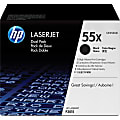 HP 55X Black High Yield Toner Cartridges, Pack Of 2, CE255XD