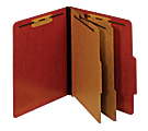 Pendaflex® Pressboard Moisture-Resistant Classification Folders, 2 1/2" Expansion, Letter Size, Red, Box Of 10 Folders