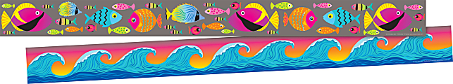 Barker Creek Double-Sided Straight-Edge Border Strips, Kai Ola Tropical Fish, 3" x 35", Set Of 12 Strips 1 thumbnail image