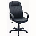Office Depot® Brand Hampton High-Back Leather Chair, 45"H x 24 1/2"W x 19 1/2"D, Black Frame, Black Leather