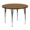 Flash Furniture 48" Round Thermal Laminate Activity Table With Standard Height-Adjustable Legs, Oak 1 thumbnail image