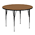 Flash Furniture 48" Round Thermal Laminate Activity Table With Standard Height-Adjustable Legs, Oak