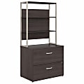 Bush Business Furniture Hybrid 24"D Lateral 2-Drawer File Cabinet With Shelves, Storm Gray, Delivery