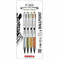 Zebra Pen F-301 EarthyTones Retractable Ballpoint Pens - Refillable - Retractable - Black Ink - Assorted Stainless Steel Barrel - School, Journaling, Writing - 4 / Pack 1 thumbnail image