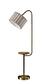 Adesso Caldwell Shelf Floor Lamp, Antique Brass with Beige Linen Shade 1 thumbnail image