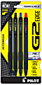Pilot G2 Edge Gel Pens, Fine Point, 0.7mm, Black Barrel, Assorted Inks, Pack of 4 Pens 1 thumbnail image