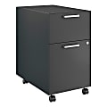 HON® Fuse Collection 23-1/4"D 2-Drawer Letter-Size Metal Mobile Vertical Box/File Pedestal, Large, Charcoal