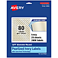 Avery® Pearlized Permanent Labels With Sure Feed®, 94504-PIP25, Round, 3/4" Diameter, Ivory, Pack Of 2,000 Labels