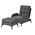 Baxton Studio Belden 2-Piece Recliner Chair And Ottoman Set, Gray/Black 1 thumbnail image