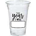 Amscan New Year's This Year I Will Plastic Cups, 16 Oz, Clear, Pack Of 40 Cups