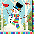 Amscan Christmas Smiling Snowman 2-Ply Beverage Napkins, 5" x 5", 125 Napkins Per Pack, Case Of 2 Packs