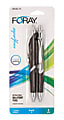 FORAY® Wayfinder Retractable Ballpoint Pens, 1.0 mm, Medium Point, Black/Silver Barrel, Black Ink, Pack Of 2