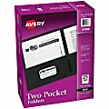Avery® Letter Pocket Folder - 8 1/2" x 11" - 40 Sheets Capacity - 2 Internal Pocket - Embossed Paper - Black - Embossed - 25/Box - 5 / Carton 1 thumbnail image