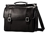 Samsonite® Dowel Leather Flapover Business Case With 15.6" Laptop Pocket, Tan or Black