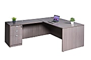 Boss Office Products Holland Series 71"W Executive L-Shaped Corner Desk With File Storage Pedestal, Driftwood