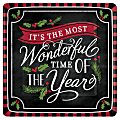 Amscan Christmas Most Wonderful Time Paper Plates, 7", Multicolor, 18 Plates Per Pack, Set Of 3 Packs