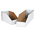 Partners Brand Open Top Bin Boxes, 2" x 12" x 4 1/2", White, Case Of 50