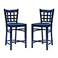 Linon Lassen Counter Stools, Navy, Set Of 2 Stools