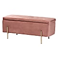 Baxton Studio Rockwell Velvet Storage Bench, Blush Pink/Gold