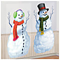 Amscan Christmas Snowmen Scene Setter Add-On Decorations, 65" x 33-1/2", White, 2 Add-Ons Per Pack, Case Of 4 Packs
