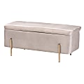Baxton Studio Rockwell Grey Velvet Fabric Upholstered and Gold Finished Metal Storage Bench 1 thumbnail image