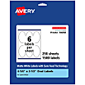Avery® Permanent Labels With Sure Feed®, 94058-WMP250, Oval, 4-1/4" x 2-1/2", White, Pack Of 1,500