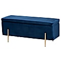Baxton Studio Rockwell Velvet Storage Bench, Navy Blue/Gold