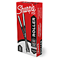 Sharpie® Roller Pens, Arrow Point, 0.7 mm, Black Barrel, Black Ink, Pack Of 12 Pens