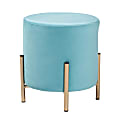 Baxton Studio Thurman Ottoman, Sky Blue/Gold