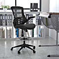 Flash Furniture Mid-Back Mesh/LeatherSoft Drafting Chair with Flip-Up Arms, Black 1 thumbnail image