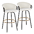 LumiSource Claire Adjustable Bar Stools, Cream/Black/Gold, Set Of 2 Stools