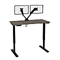 Bestar Universel Electric 48"W Standing Desk With Dual Monitor Arm, Bark Gray 1 thumbnail image