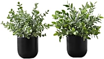 Monarch Specialties Tiana 11”H Artificial Plants With Pots, 11”H x 10”W x 10”D, Green, Set Of 2 Plants