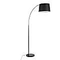 Lumisource March Floor Lamp, 74"H, Black Shade/Black Marble/Black Base