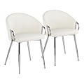 LumiSource Claire Chairs, White/Chrome, Set Of 2 Chairs