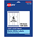 Avery® Permanent Labels With Sure Feed®, 94109-WMP250, Square, 2-3/4" x 2-3/4", White, Pack Of 1,500