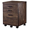 Monarch Specialties 17-3/4"D Vertical 3-Drawer File Cabinet, Brown Wood Grain