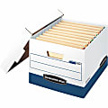 Bankers Box® Stor/File™ Max Lock Heavy-Duty Storage Boxes With Lift-Off Lids, Letter/Legal Size, White/Blue, Case Of 12