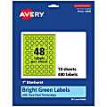 Avery® Print-To-The-Edge Labels With Sure Feed® Technology, 94606-BGP10, Starburst, 1", Matte Bright Green, Pack of 480 1 thumbnail image
