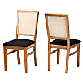 Baxton Studio Idris Rattan Dining Chairs, Black/Oak Brown, Set Of 2 Chairs 1 thumbnail image