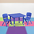Flash Furniture Square Plastic Height-Adjustable Activity Table Set With 2 Chairs, 23-3/4" x 24", Blue 1 thumbnail image
