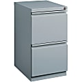Lorell® 19-7/8"D Vertical 2-Drawer Mobile Pedestal File Cabinet, Metal, Platinum