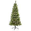 Nearly Natural Wisconsin Pine 84”H Slim Artificial Christmas Tree With Bendable Branches, 84”H x 39”W x 39”D, Green