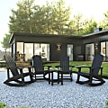 Flash Furniture Savannah 5-Piece All-Weather Adirondack Rocking Chair Set With Side Table, Black 1 thumbnail image