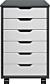 Trendfurn Omnia Wide Roll Cart, 6 Drawers, 25-3/4” x 16-1/8”, Gray/White
