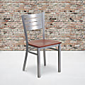 Flash Furniture Slat Back Restaurant Accent Chair, Cherry Seat/Silver Frame